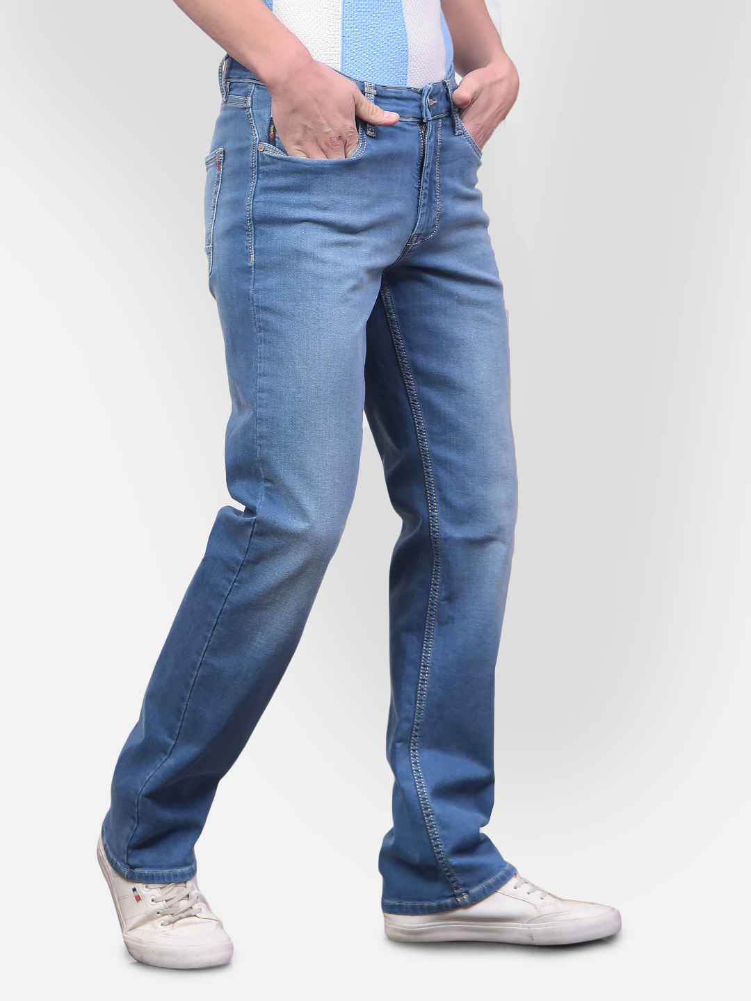 Numero Uno Men Mid Blue Mid Blue Regular Fit Mid Rise Sustainable Jeans